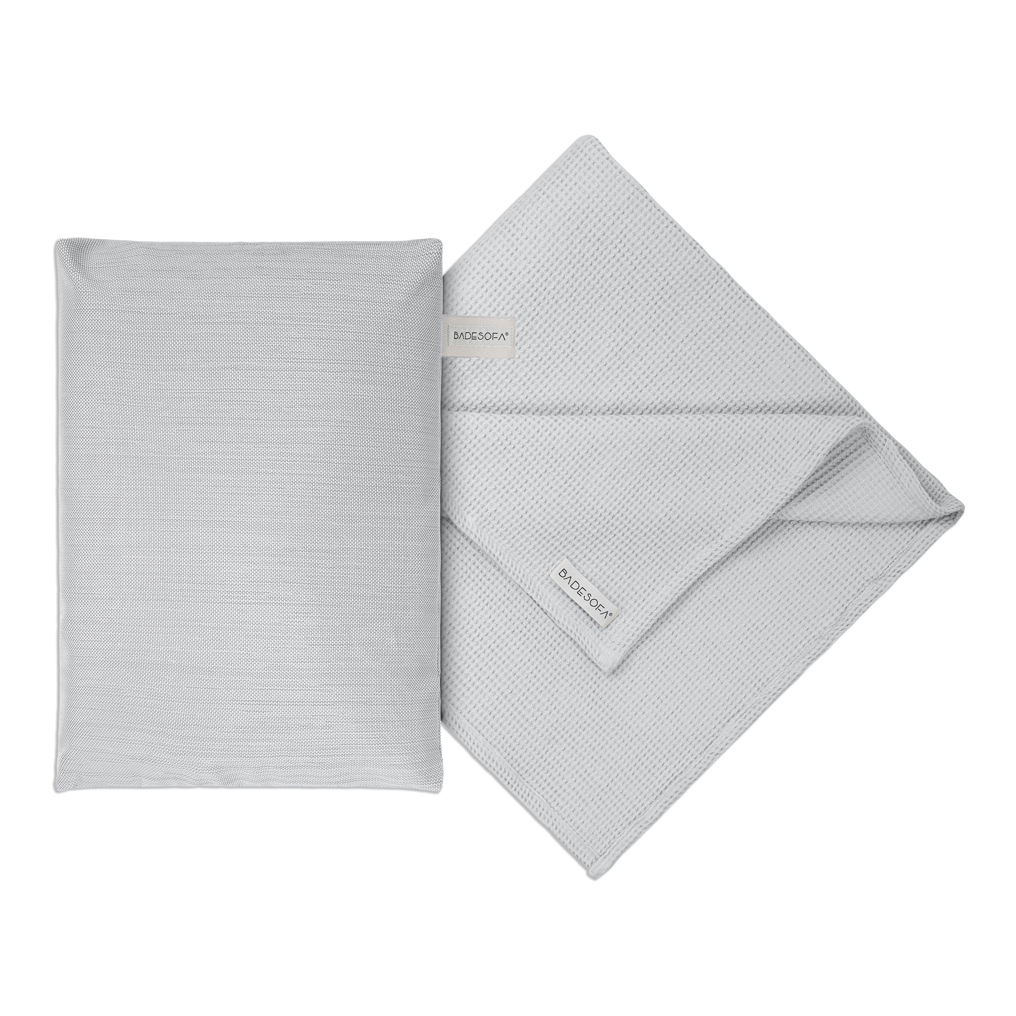 Dampfsauna Set aus Badesofa Sitzkissen und Saunatuch in Grau