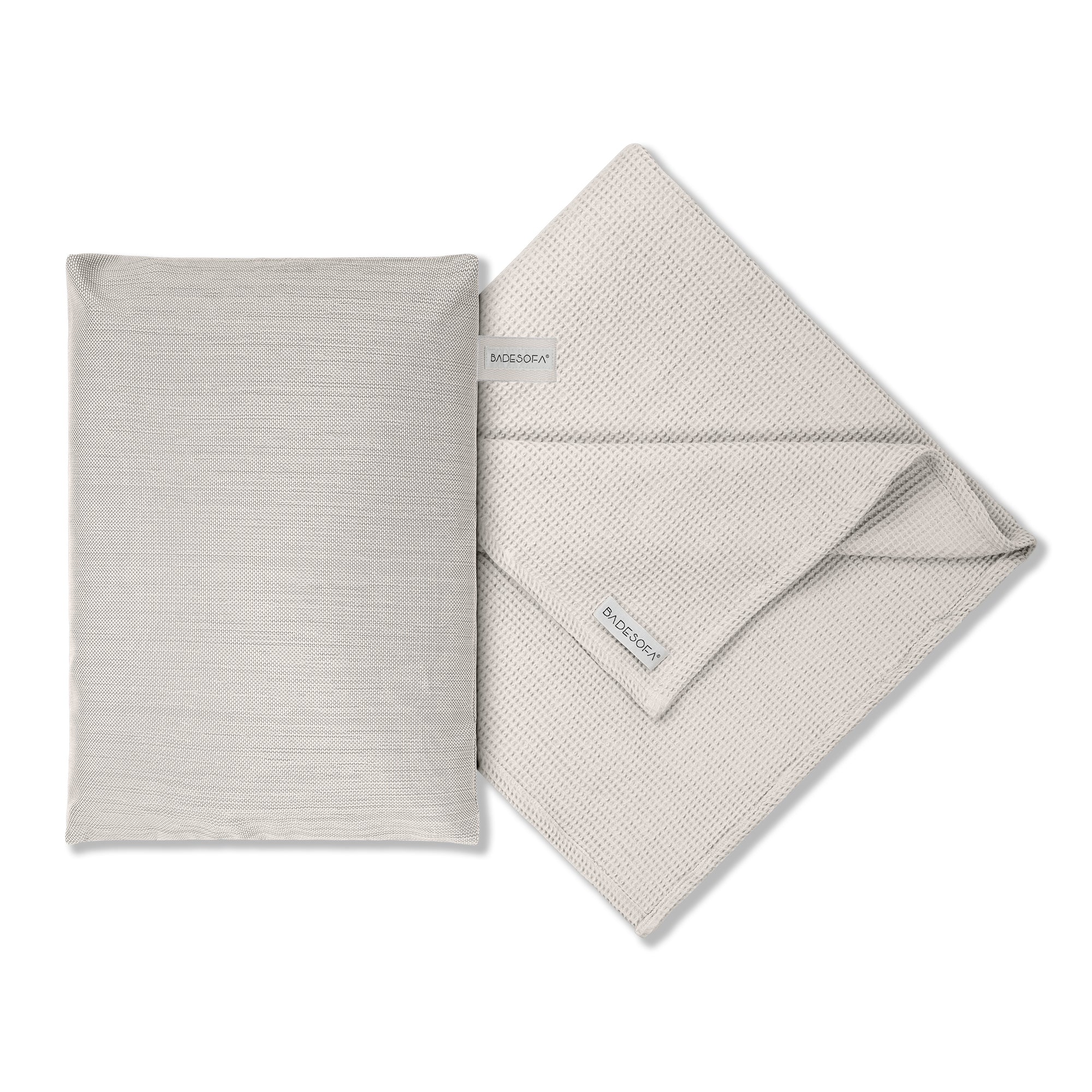 Dampfsauna Set aus Badesofa Sitzkissen und Saunatuch in Perlmutt