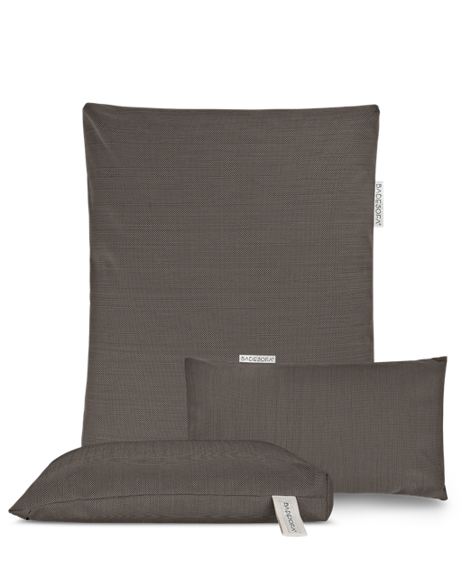 Badesofa Rückenkissen Größe Large, Sitzkissen und Fusskissen in Mocha